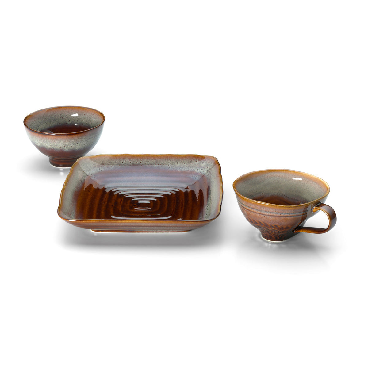 The Smoked Horizon Square Plate - Brown Grey - M