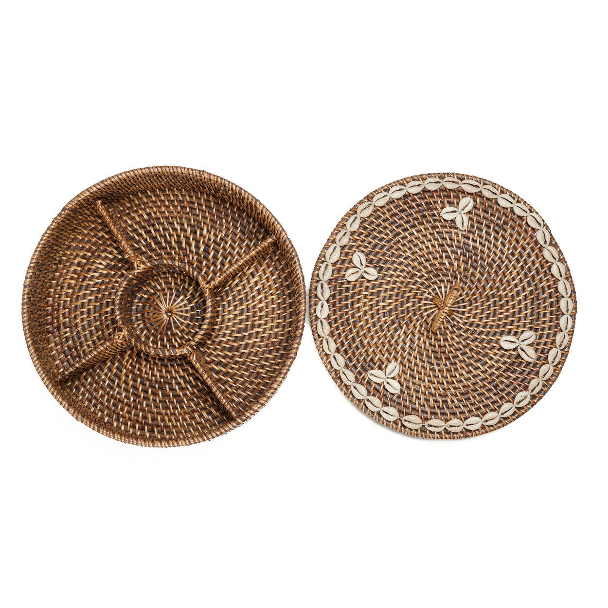 The Rattan Compartment Basket - Natural Brown