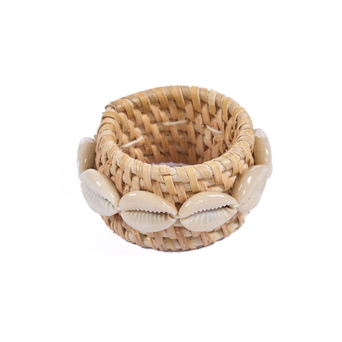 The Rattan Shell Napkin Ring - Natural White