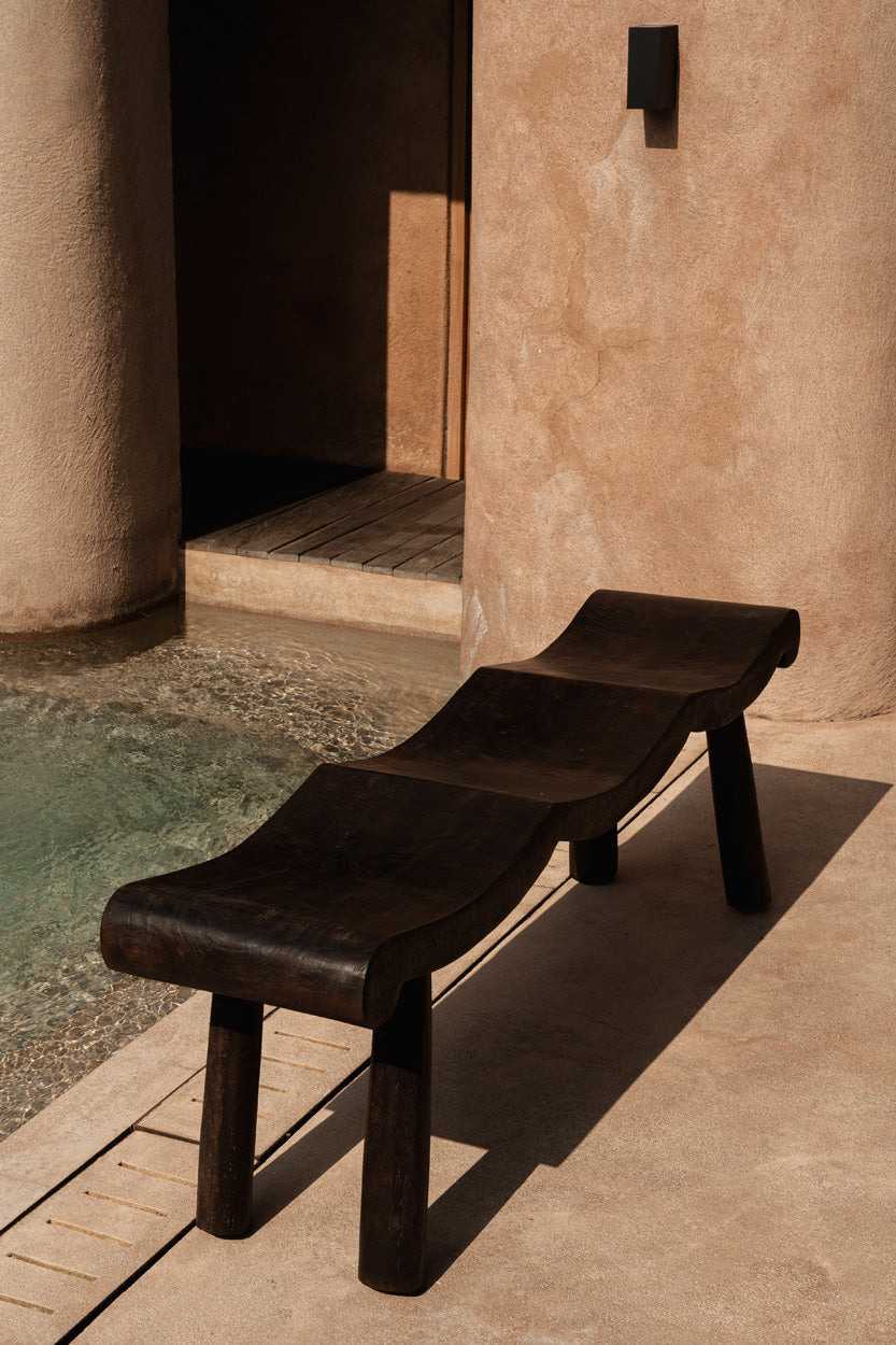 The Lombok Wave Bench - Dark Walnut - M