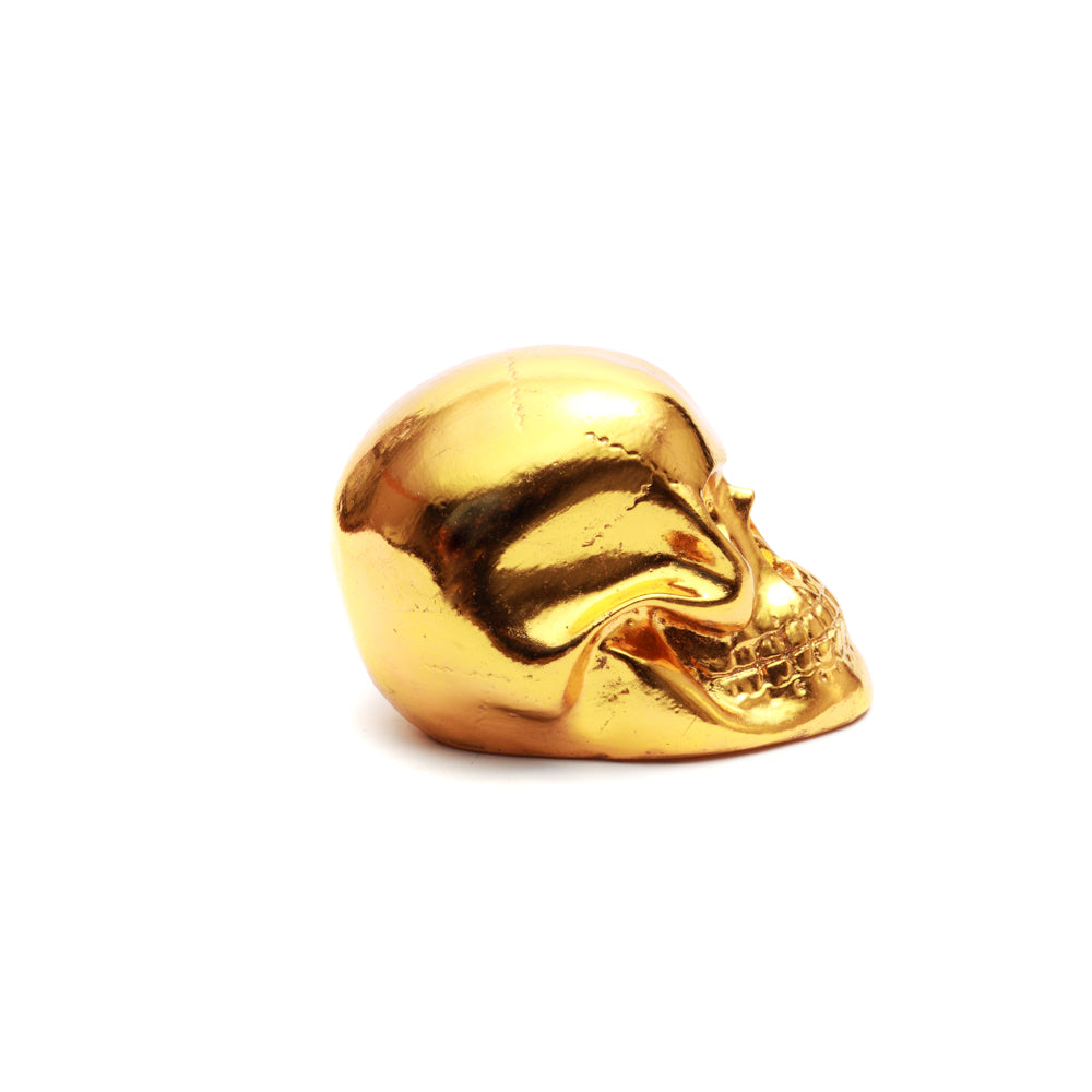 Resin Skull Head, Gold, S