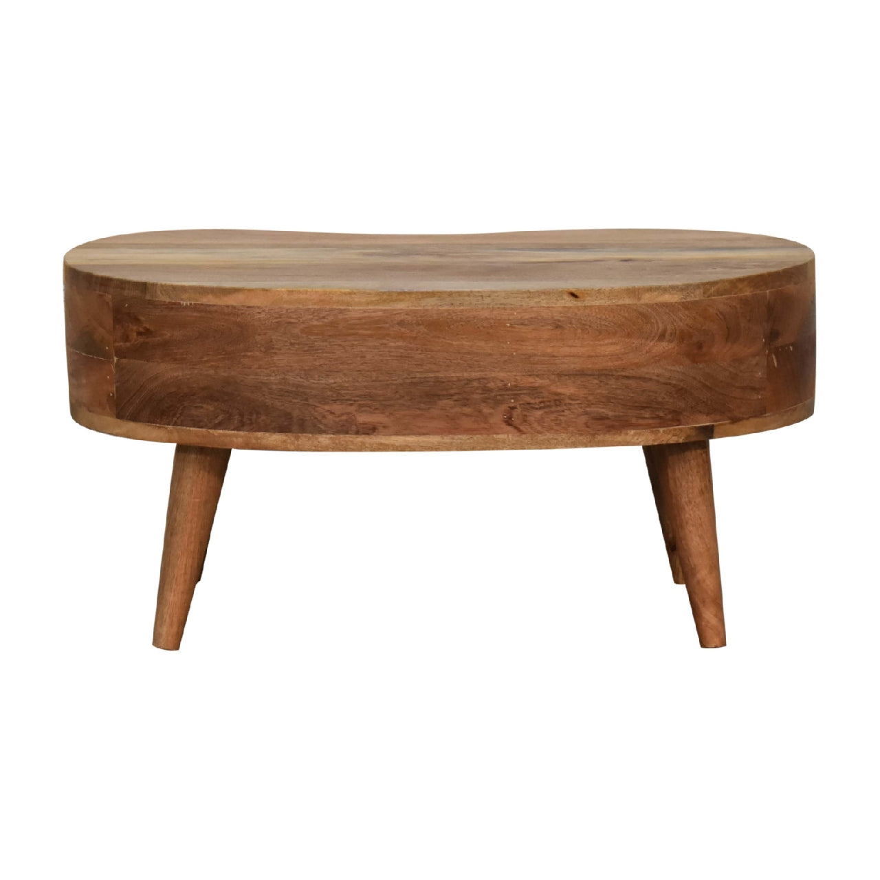 Mini Mesa de Centro de Madera con Acabado Roble y Diseño Ondulado