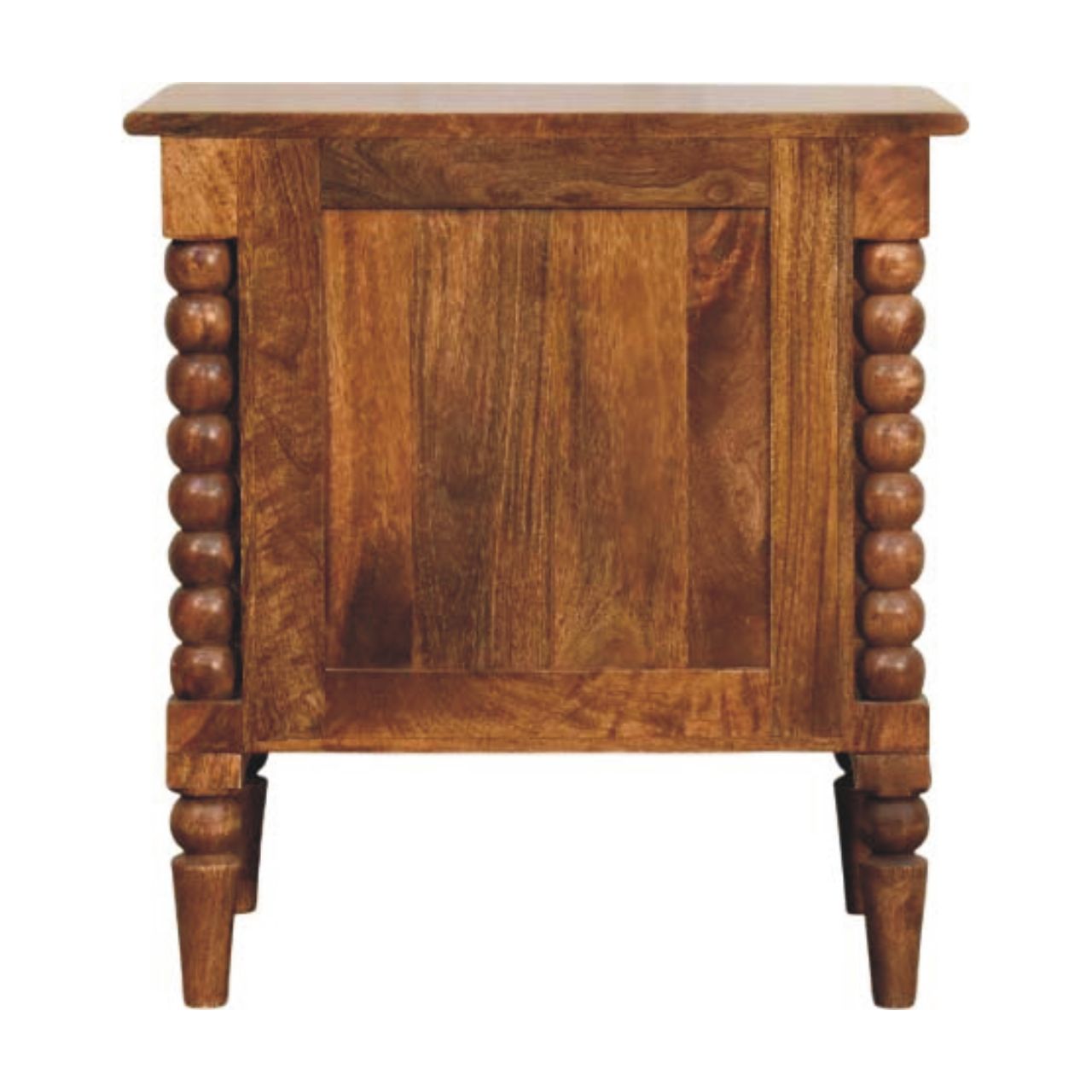 Comodino in Legno di Mango Amber Oak con Gambe a Fuso