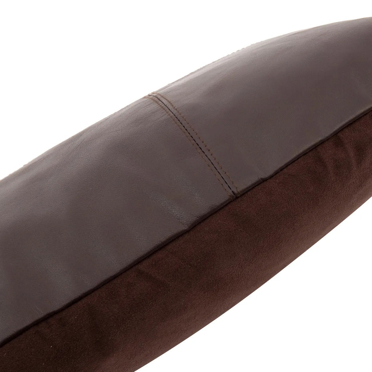 Six-Panel Leather Cushion Cover - Chocolate - 30x50