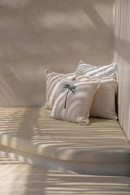 The Gili Palm Cushion Cover - Natural Black