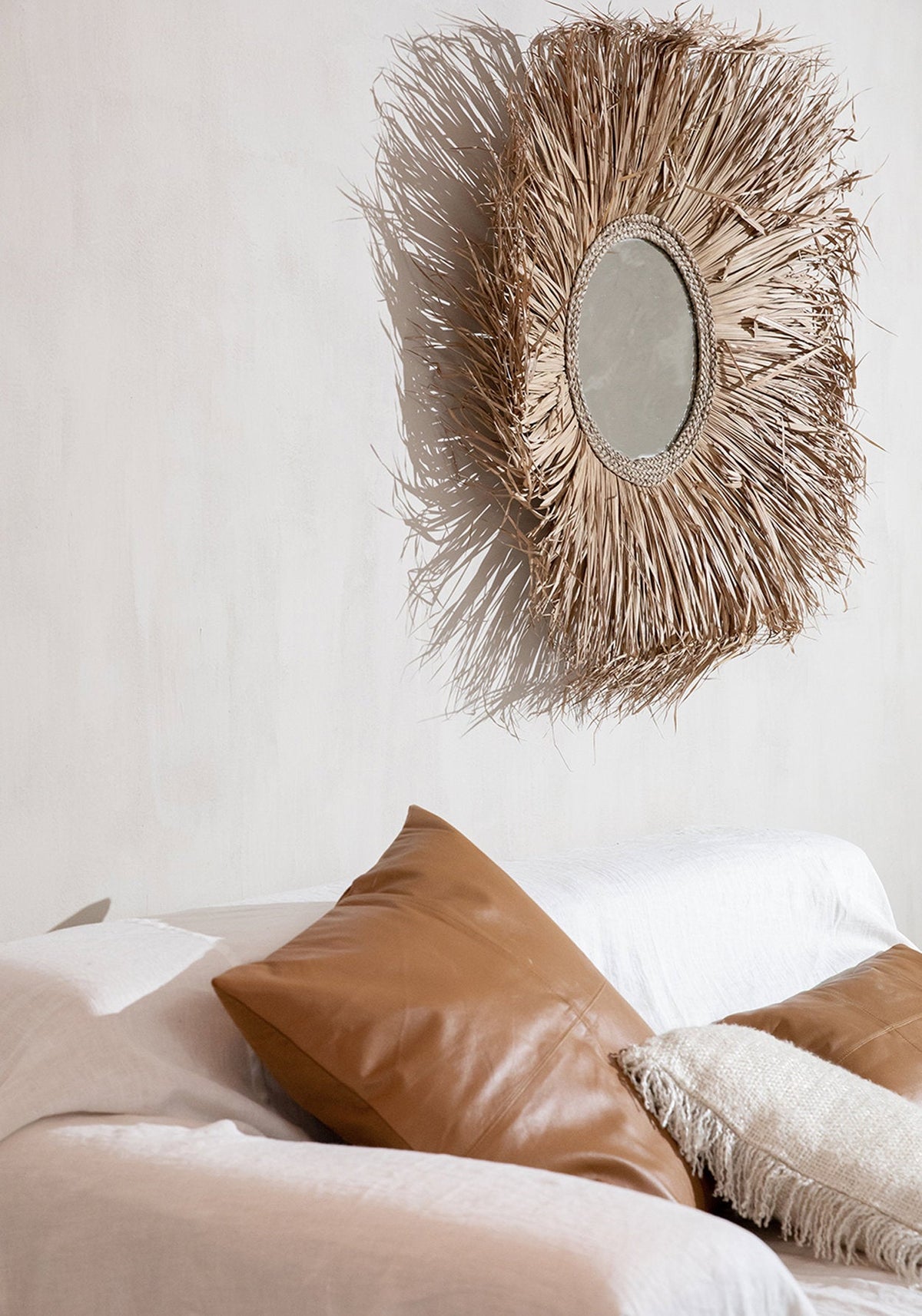 The Four Panel Leather Cushion Cover - Camel - 60x60