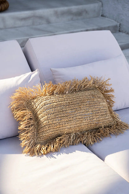 Raffia Rectangular Cushion Cover - Natural - 30x50