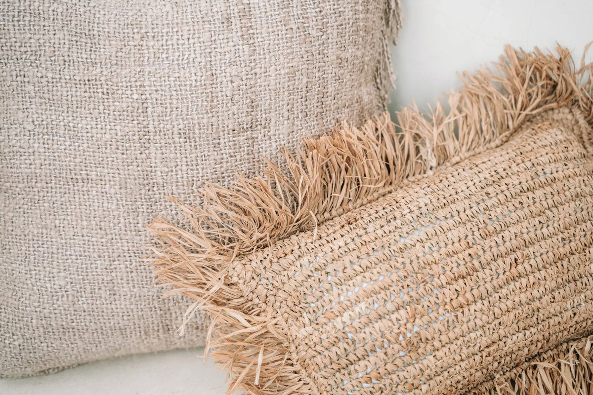 Raffia Rectangular Cushion Cover - Natural - 30x50