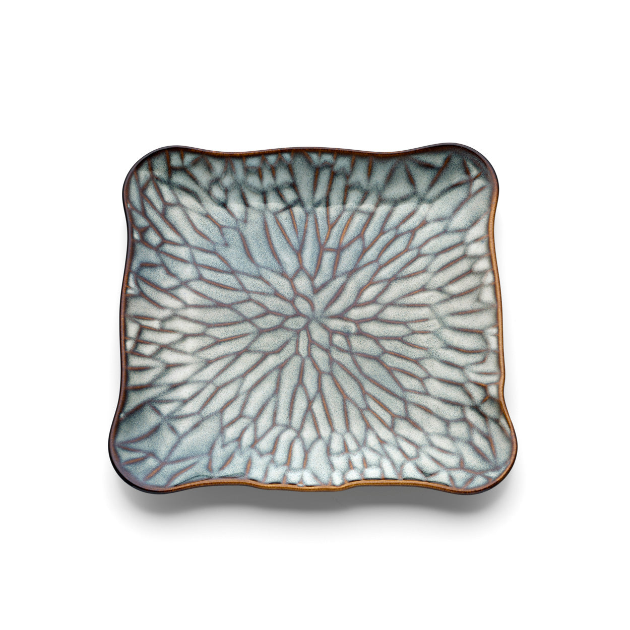 The Lotus Ice Square Plate - Grey Brown - L