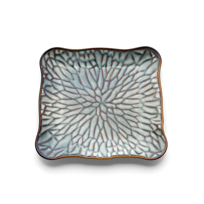 The Lotus Ice Square Plate - Grey Brown - L