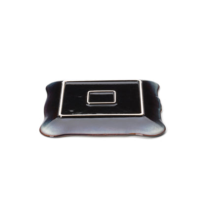 The Lotus Ice Square Plate - Grey Brown - L