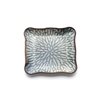 The Lotus Ice Square Plate - Grey Brown - M