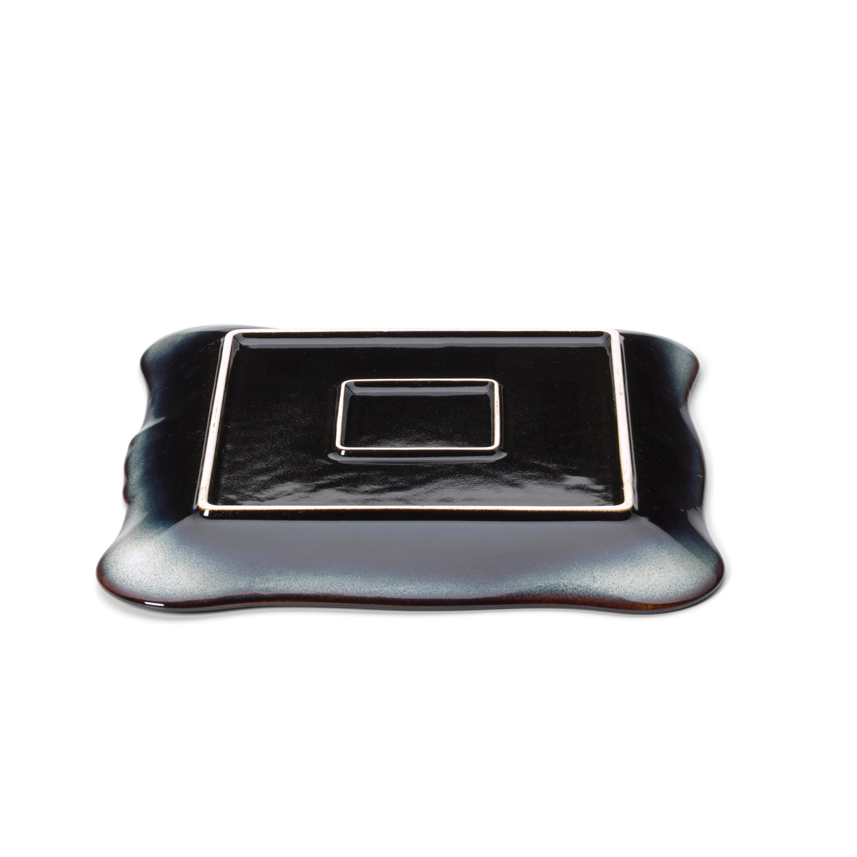 The Lotus Ice Square Plate - Grey Brown - XL
