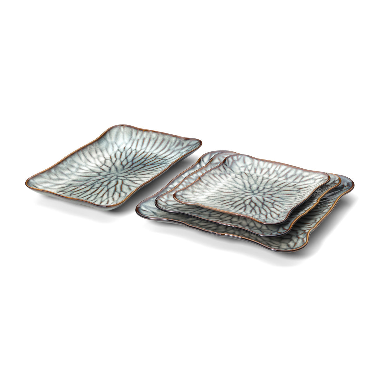 The Lotus Ice Square Plate - Grey Brown - XL