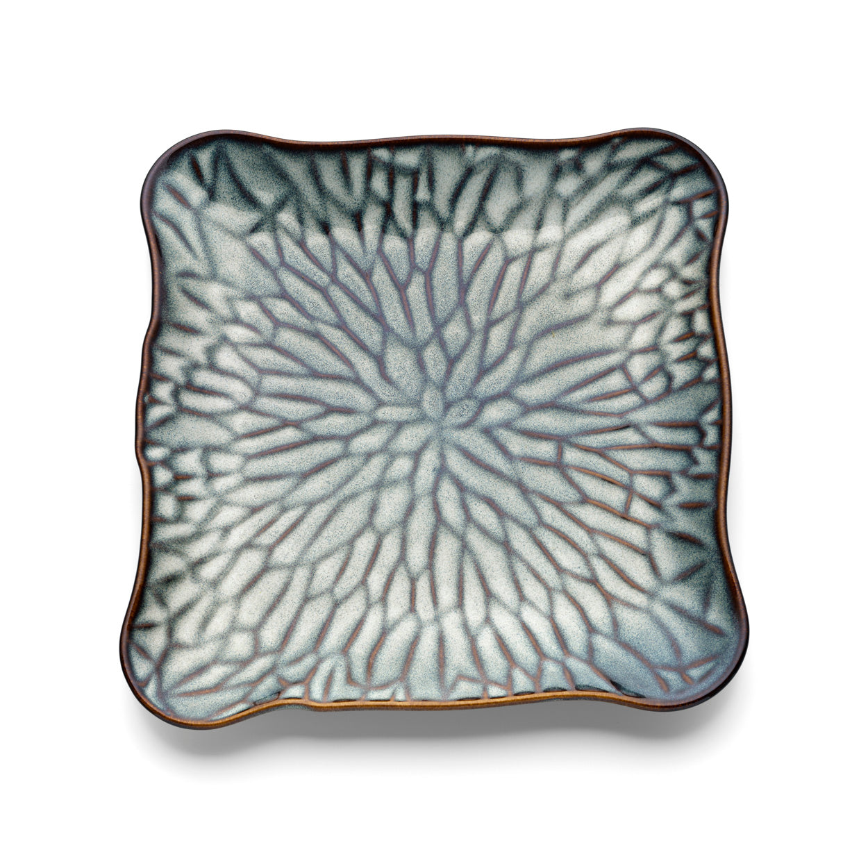 The Lotus Ice Square Plate - Grey Brown - XL