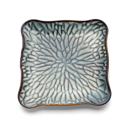 The Lotus Ice Square Plate - Grey Brown - XL