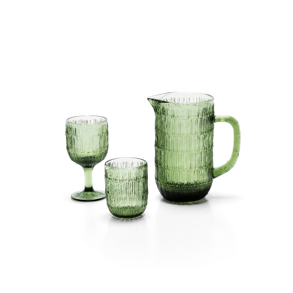 The Moss Ripple Wine Glass - Green