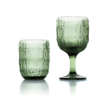 The Moss Ripple Water Glass - Green