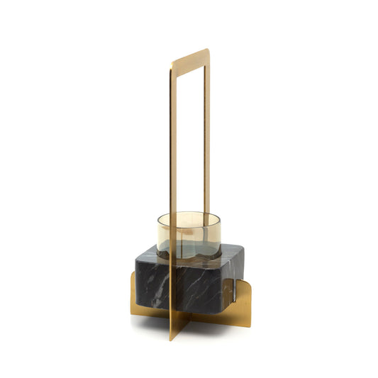 The Golden Marble Candle Holder - Gold/Black - M