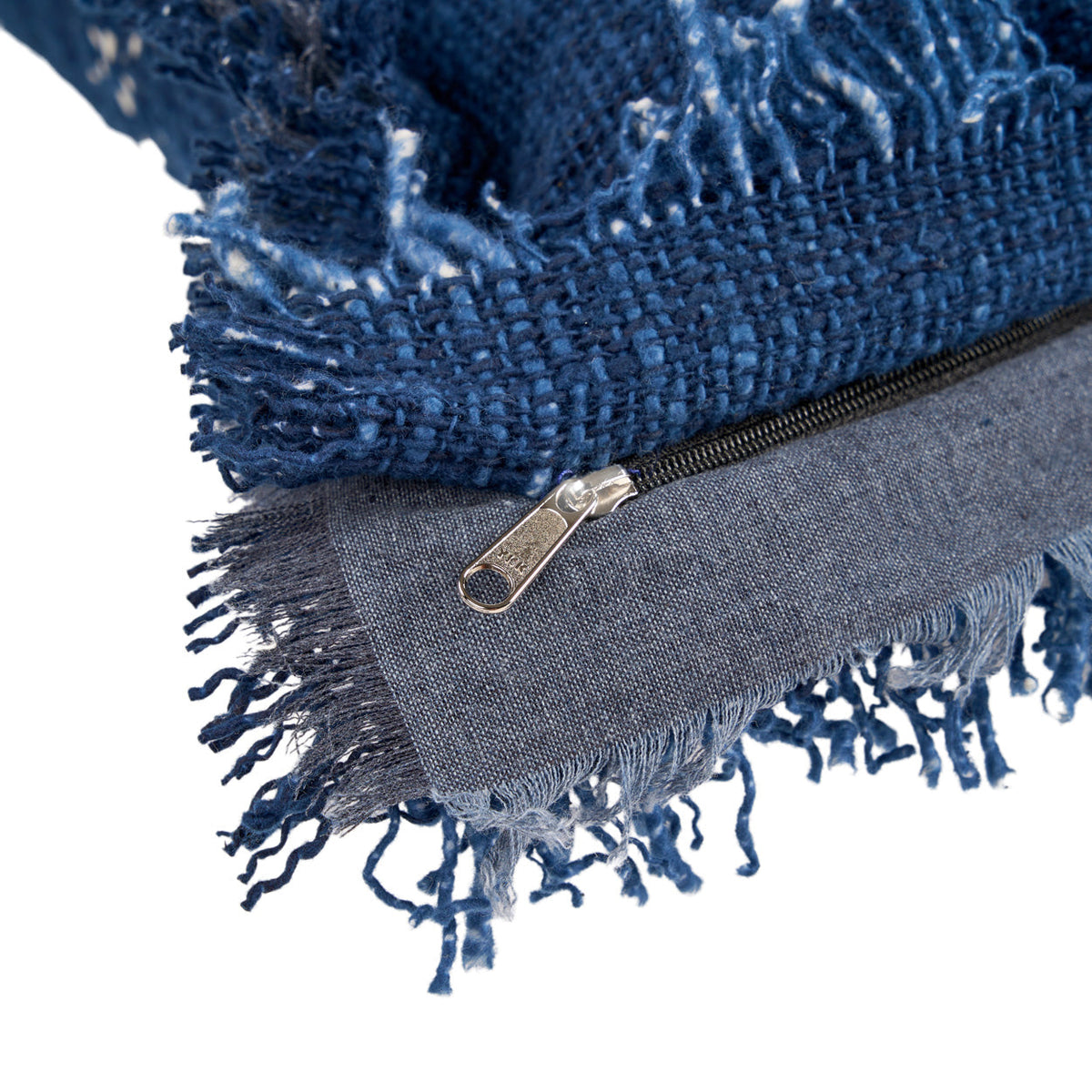 The Azure Fringe Cushion Cover - Indian Blue