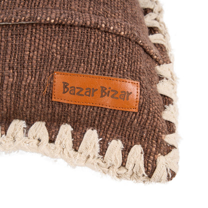 The Espresso Edge Cushion Cover - Brown White