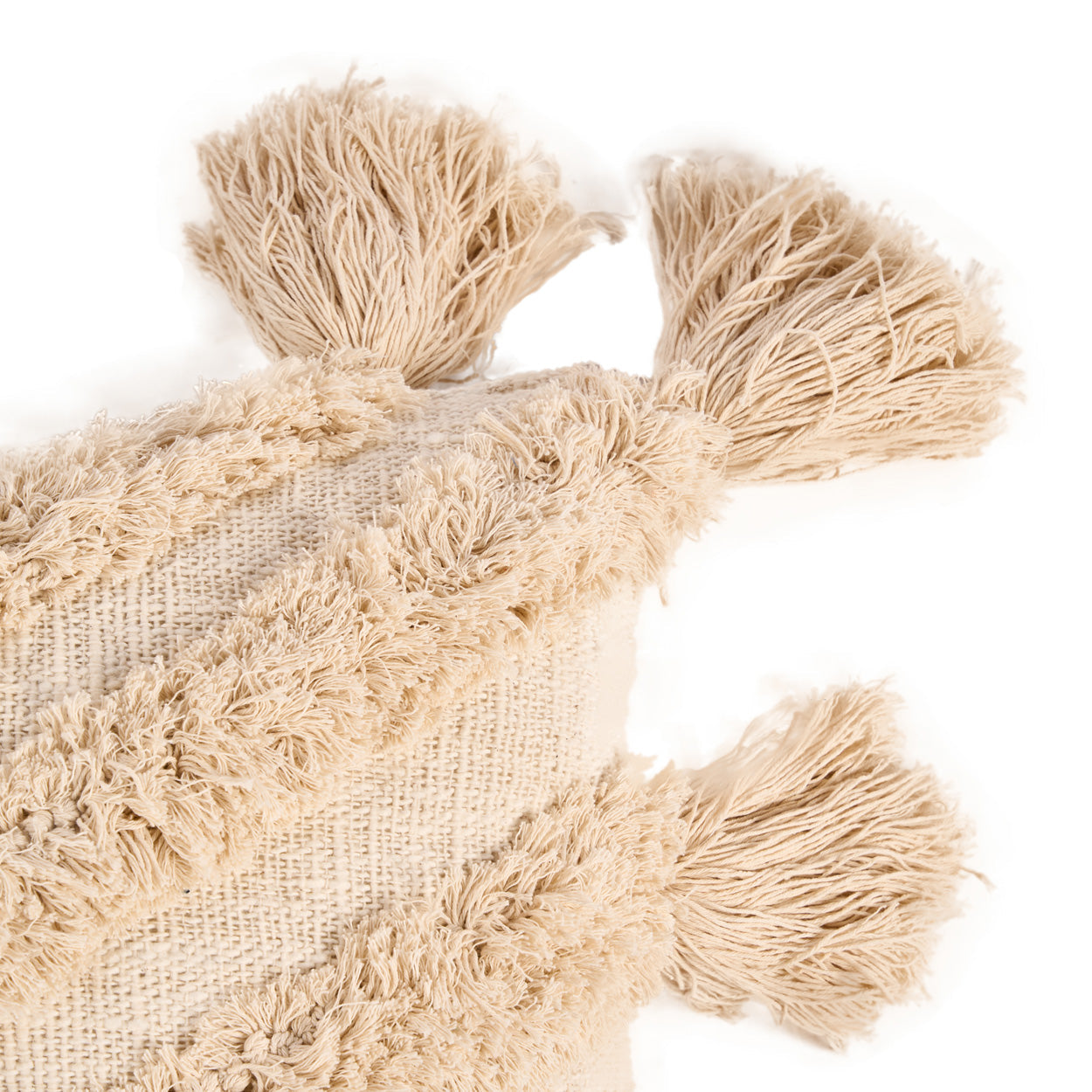 The Nomad Tassel Cushion Cover - Cream