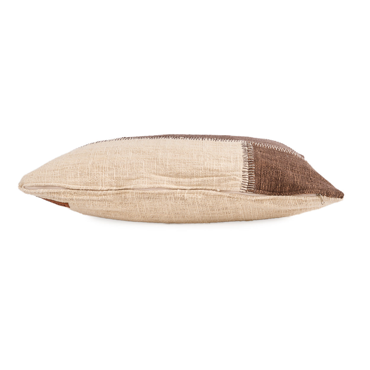 The Cocoa Patchwork Cushion Cover - Natural Brown