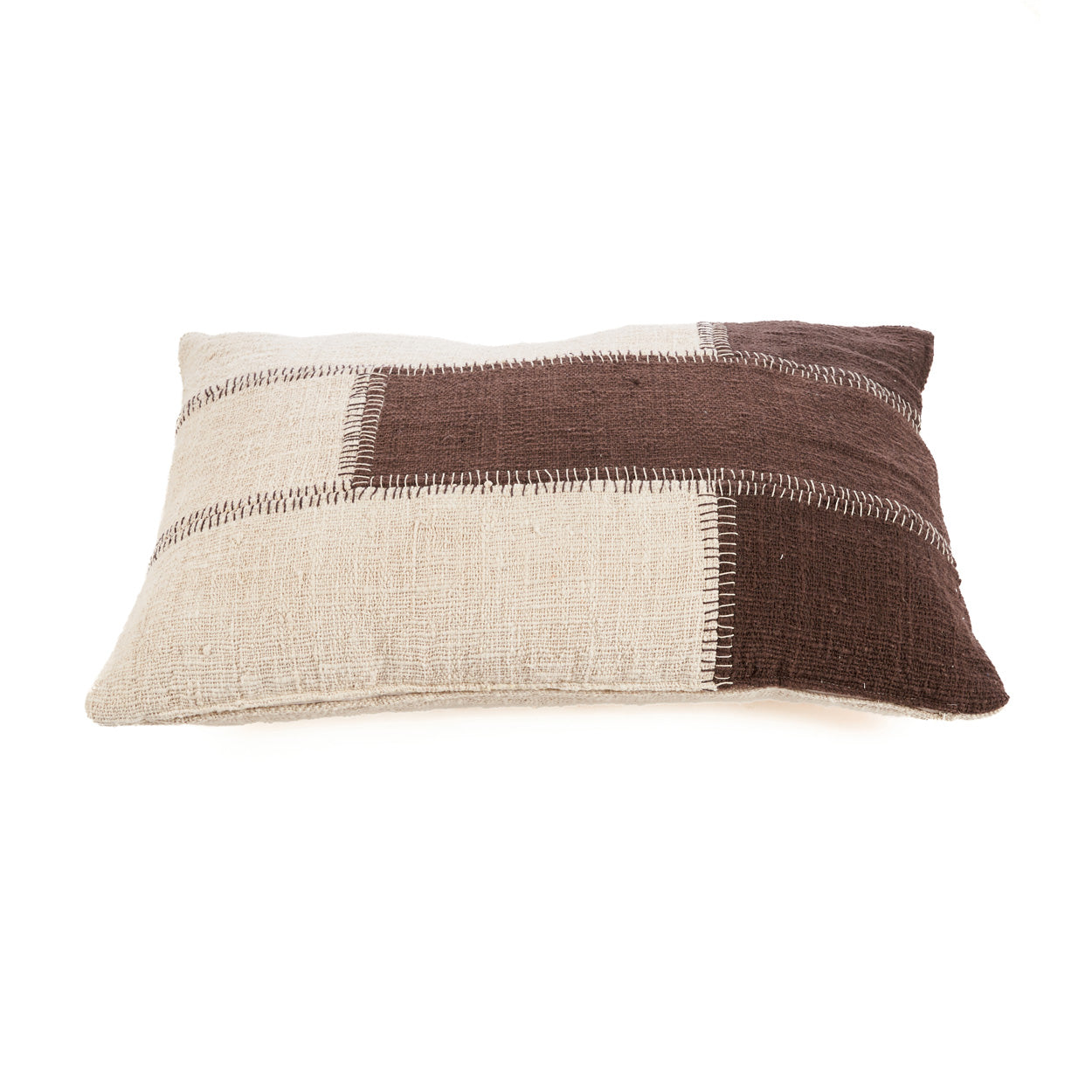 The Cocoa Patchwork Cushion Cover - Natural Brown