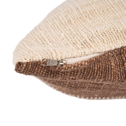 The Cocoa Patchwork Cushion Cover - Natural Brown
