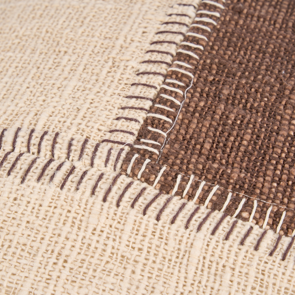 The Cocoa Patchwork Cushion Cover - Natural Brown