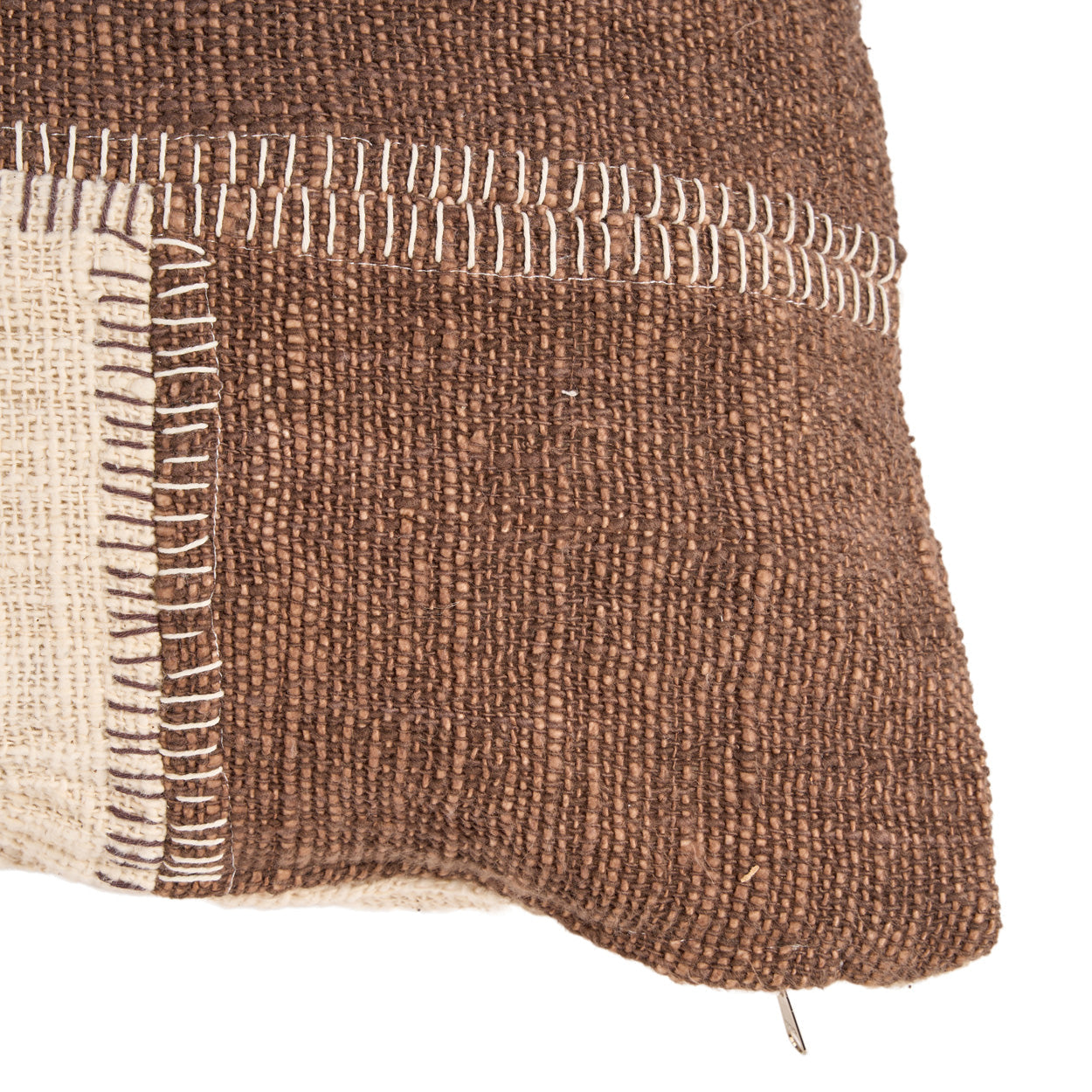 The Cocoa Patchwork Cushion Cover - Natural Brown