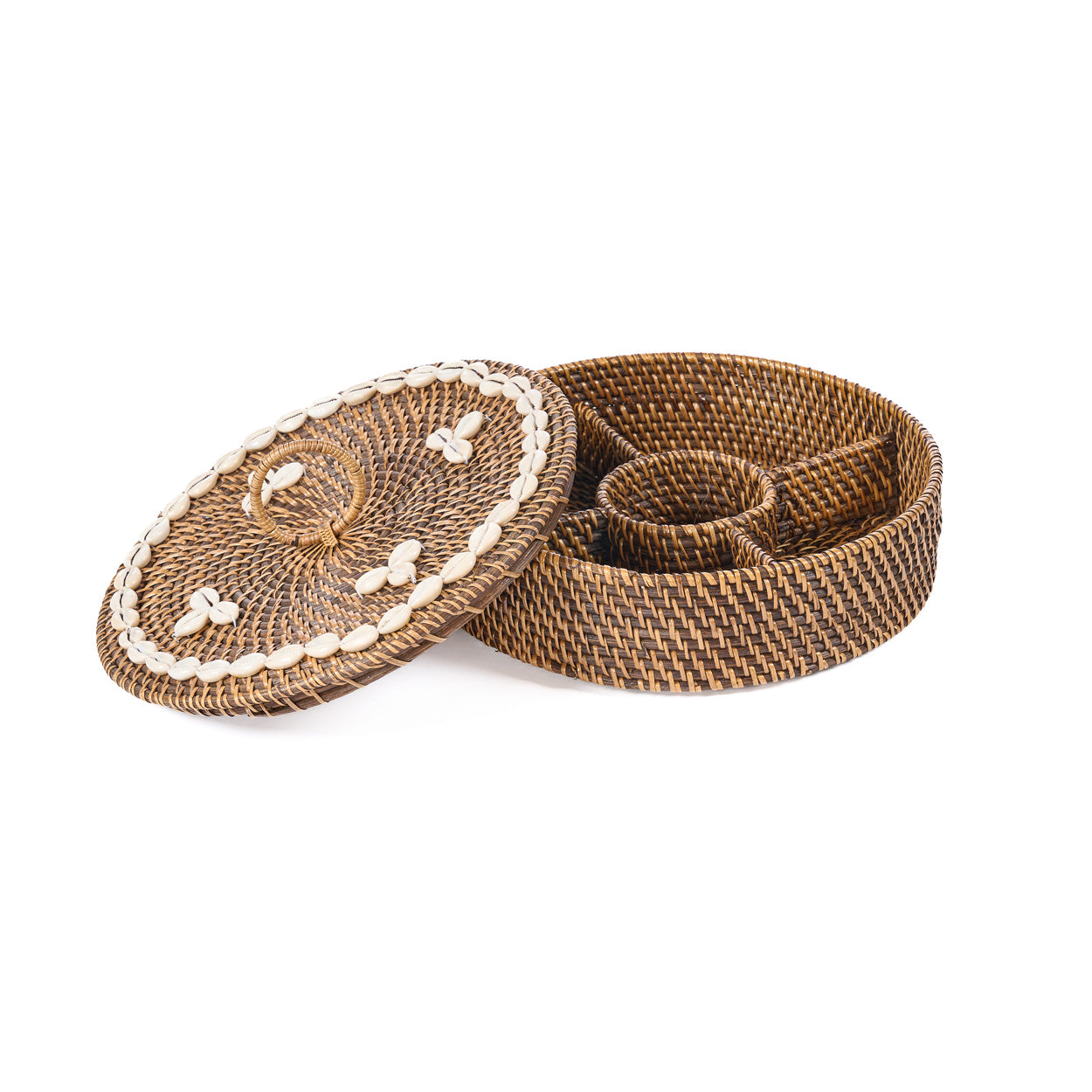 The Rattan Compartment Basket - Natural Brown