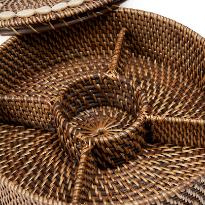 The Rattan Compartment Basket - Natural Brown