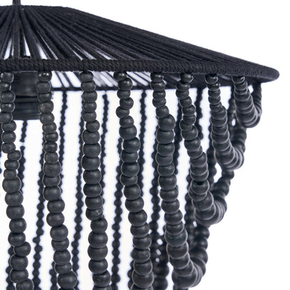 The Wooden Bead Chandelier - Black - L