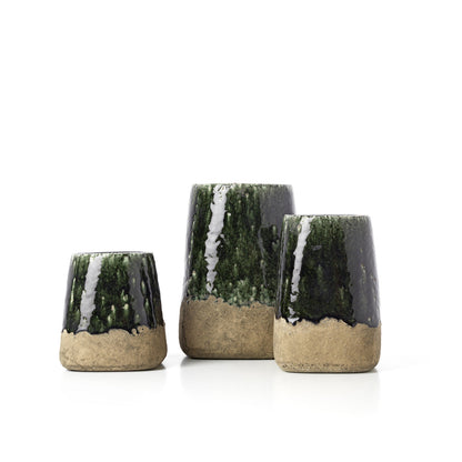 The Moss Conical Planter - Concrete Green - L
