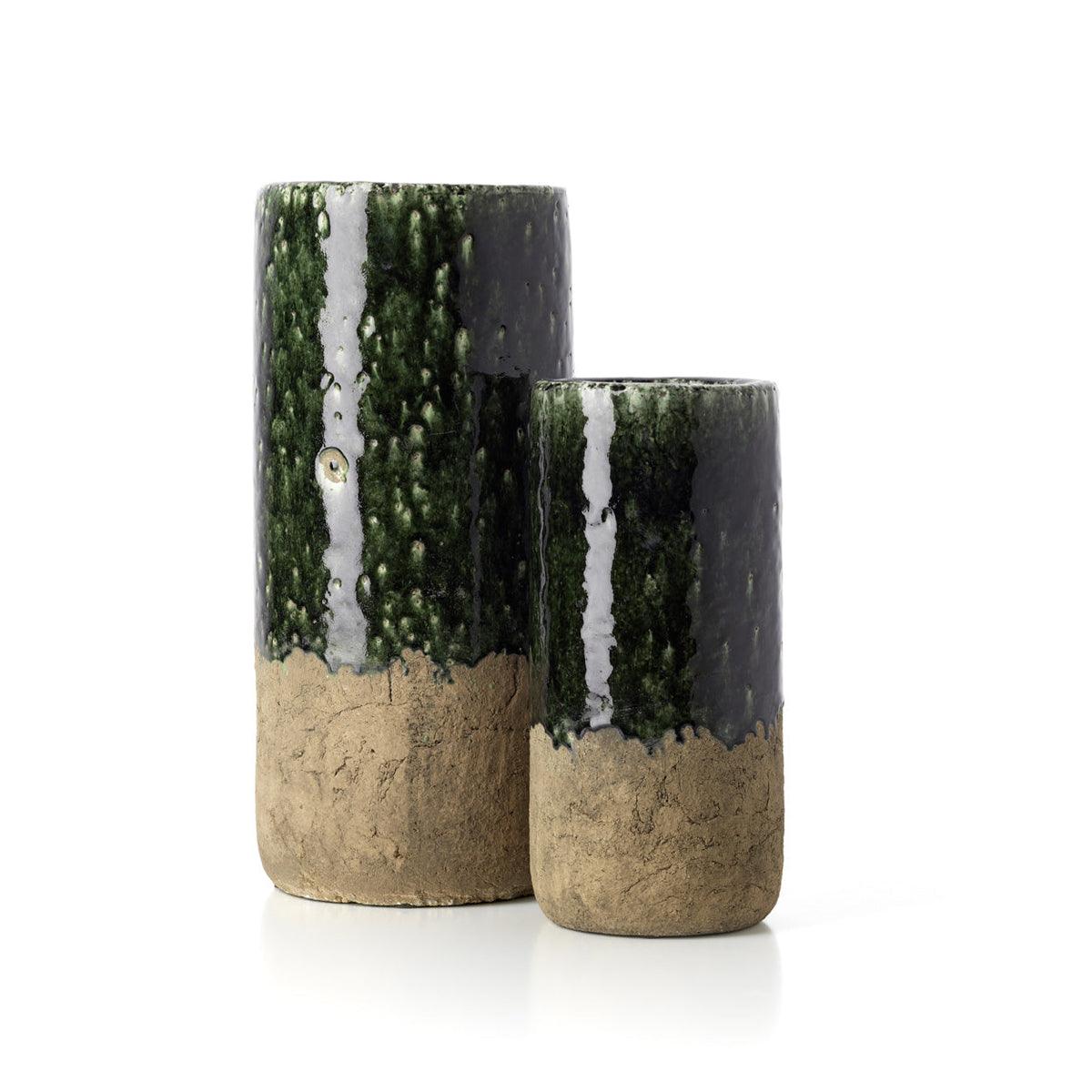 The Moss Cylinder Vase - Concrete Green - L