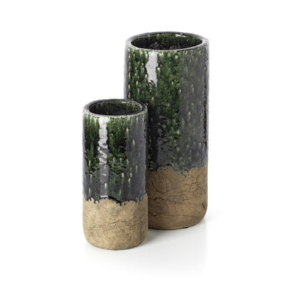 The Moss Cylinder Vase - Concrete Green - L