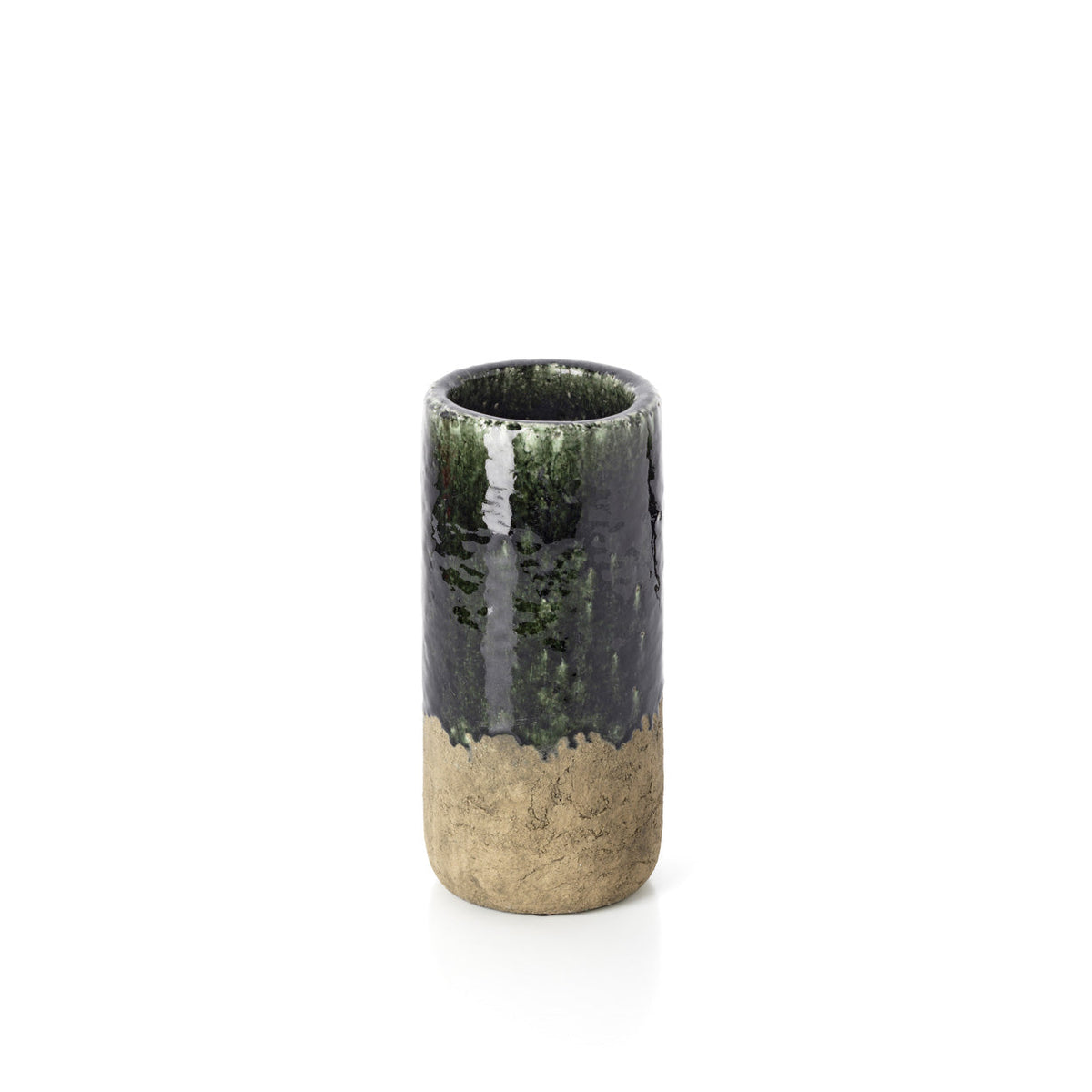 The Moss Cylinder Vase - Concrete Green - M