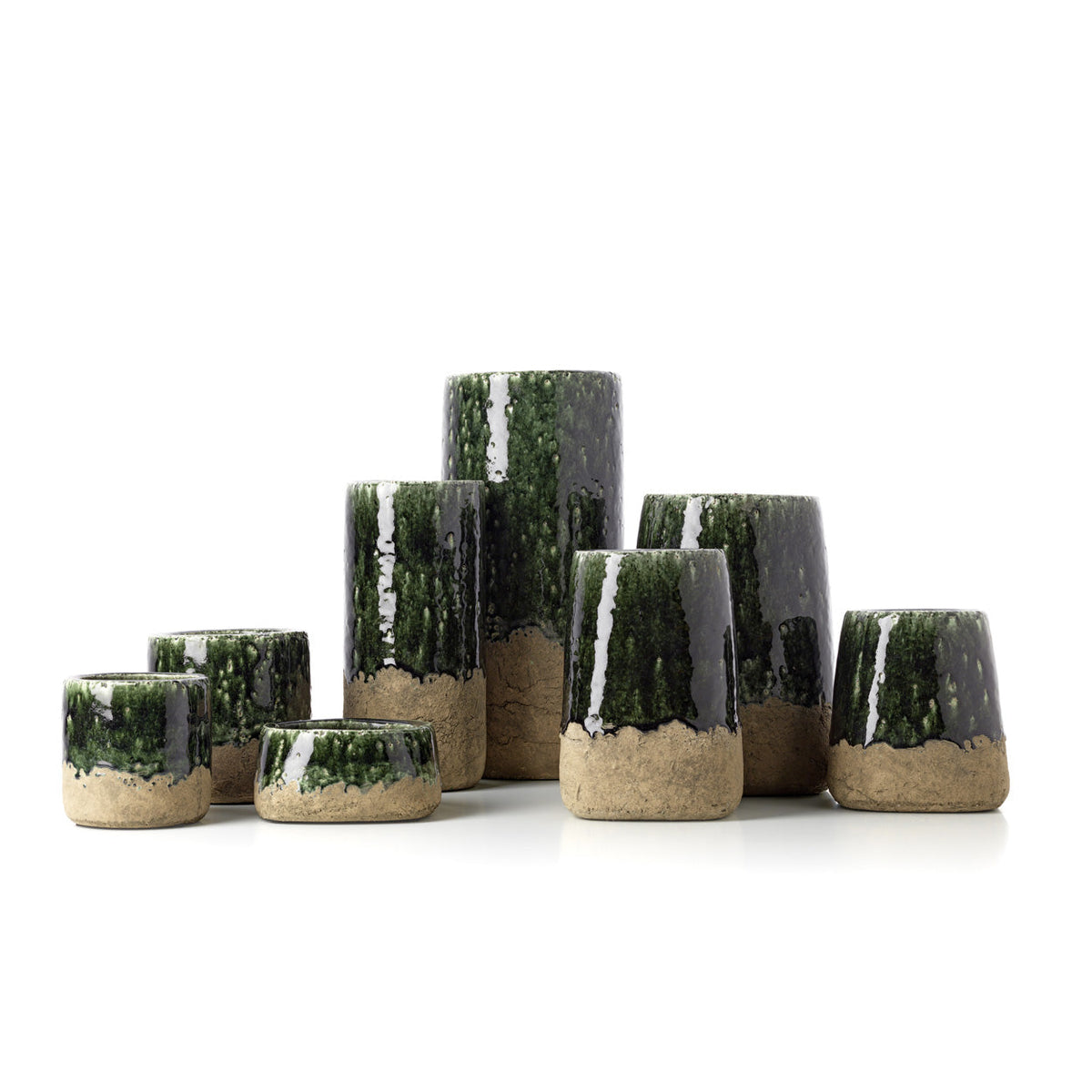 The Moss Bowl Planter - Concrete Green - Low