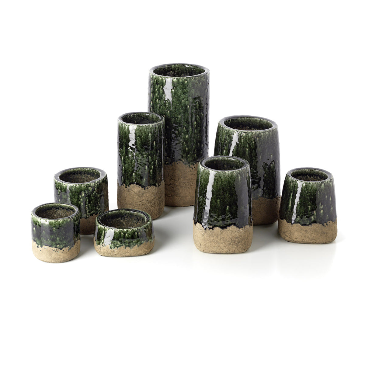 The Moss Bowl Planter - Concrete Green - Low