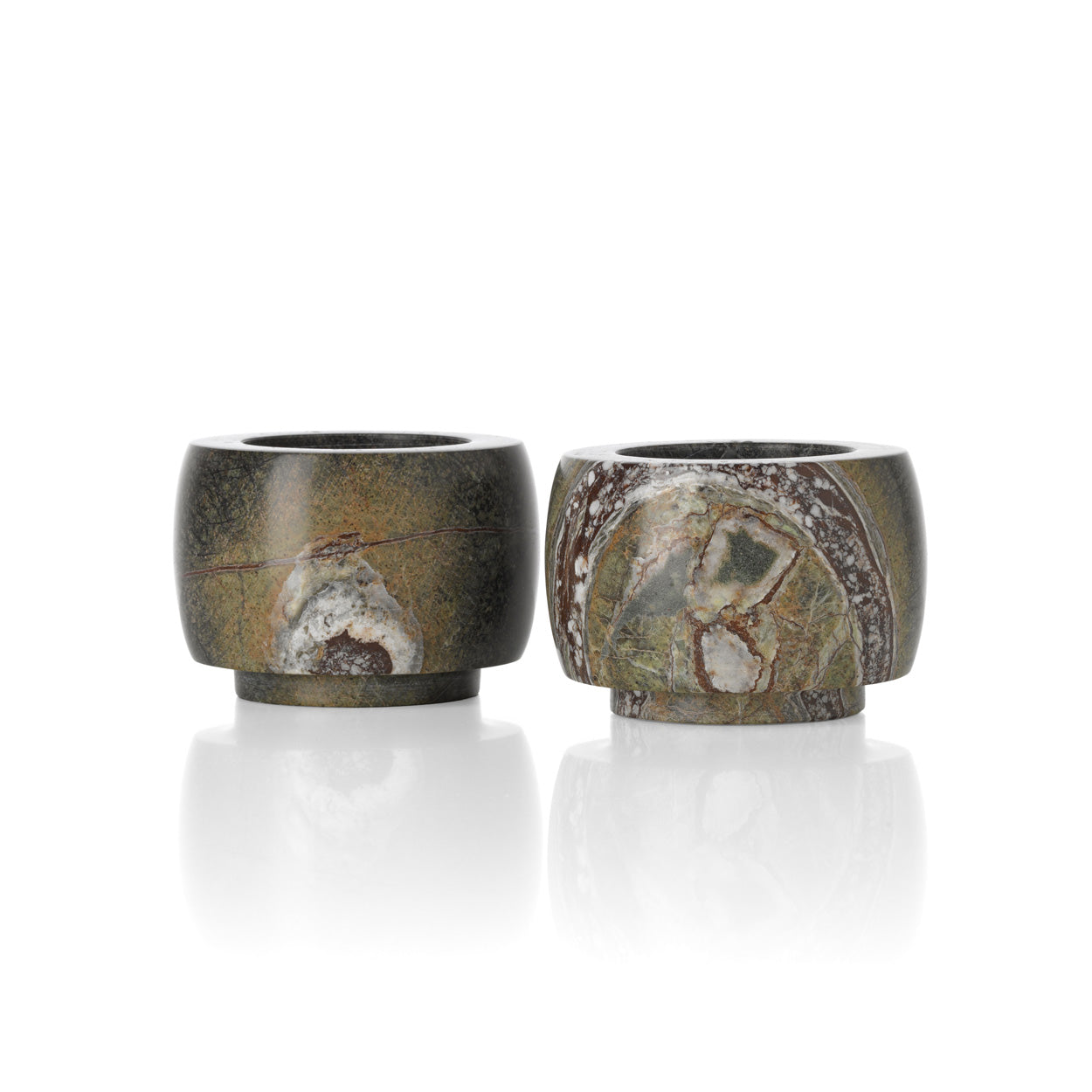The Bidasar Marble Candle Holder - Green - Low