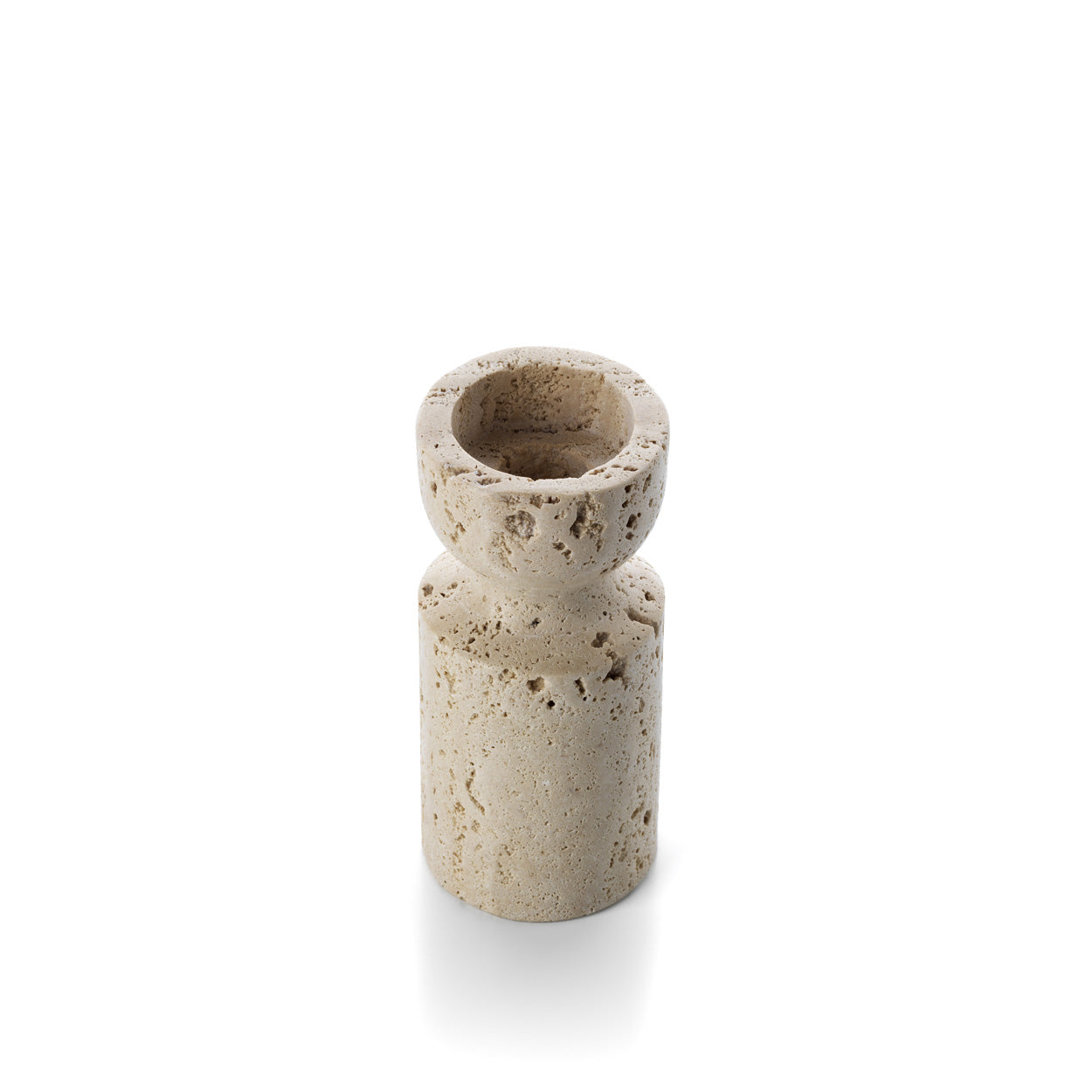 The Travertine Hourglass Candle Holder - Beige - S