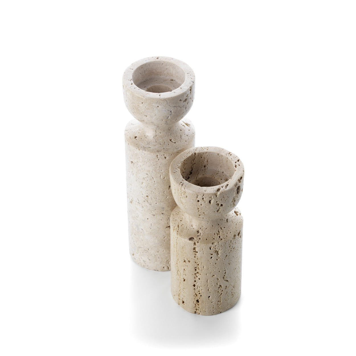 The Travertine Hourglass Candle Holder - Beige - S