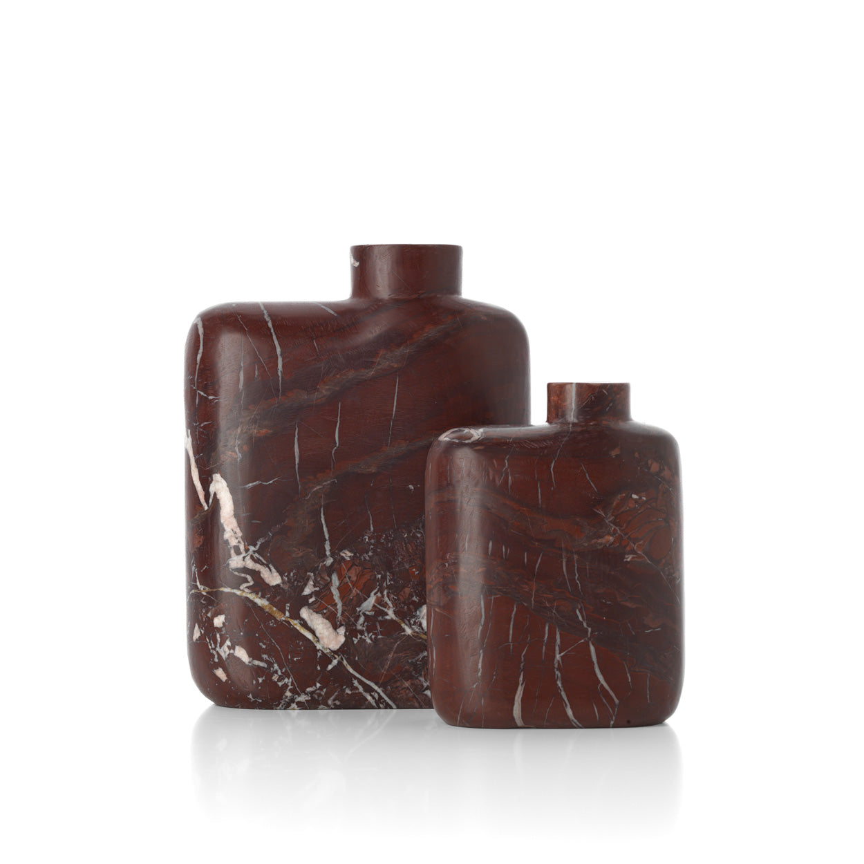 The Rosso Levanto Marble Vase - Wine Red - Low