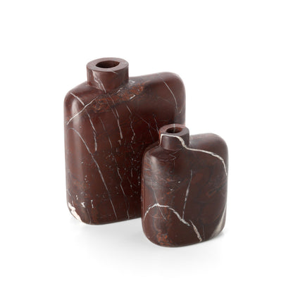 The Rosso Levanto Marble Vase - Wine Red - Low