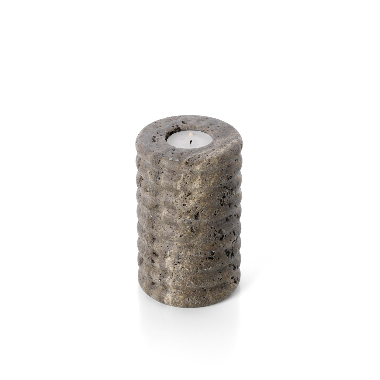 The Travertine Ripple Candle Holder - Grey - M