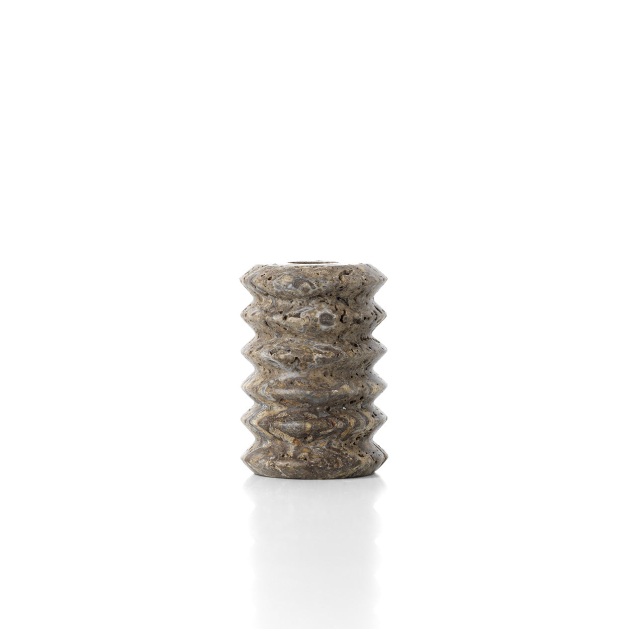 The Travertine Ripple Taper Candle Holder - Grey - S