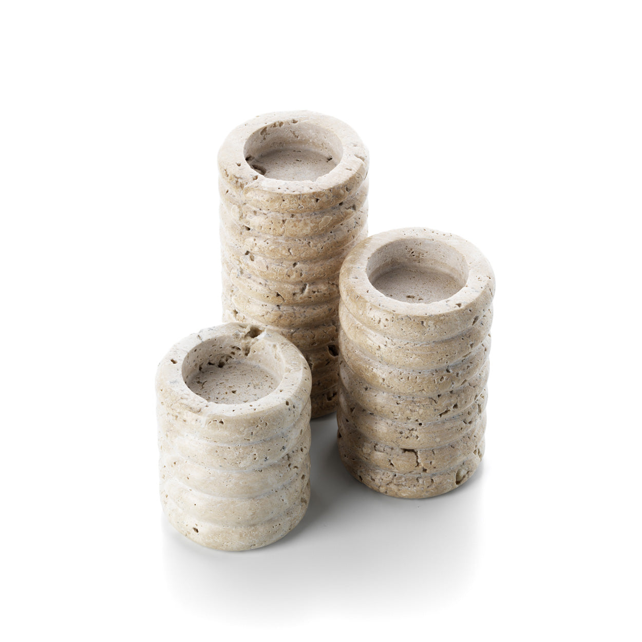 The Travertine Ripple T-Light Holder - Beige - S