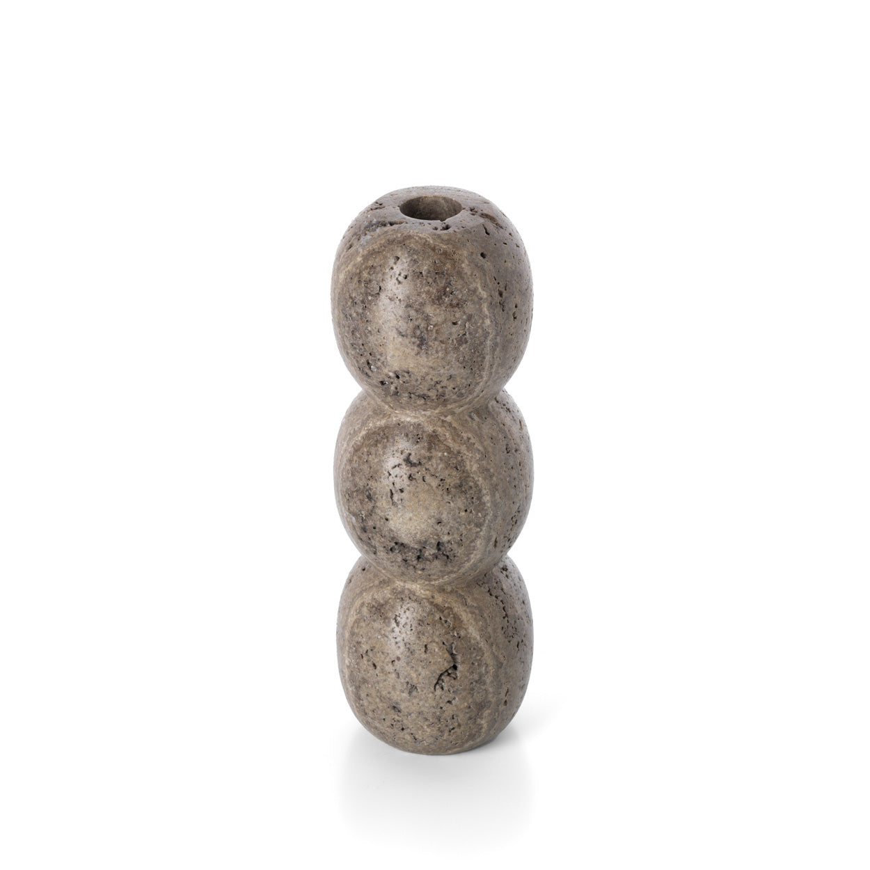 The Travertine Totem Taper Candle Holder - Grey - L