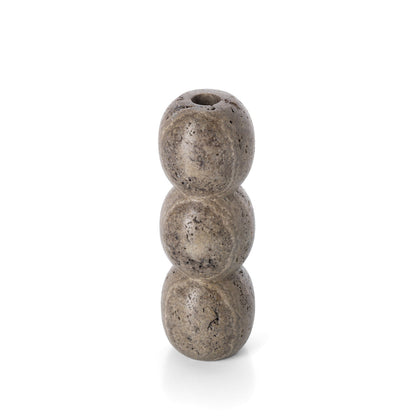 The Travertine Totem Taper Candle Holder - Grey - L